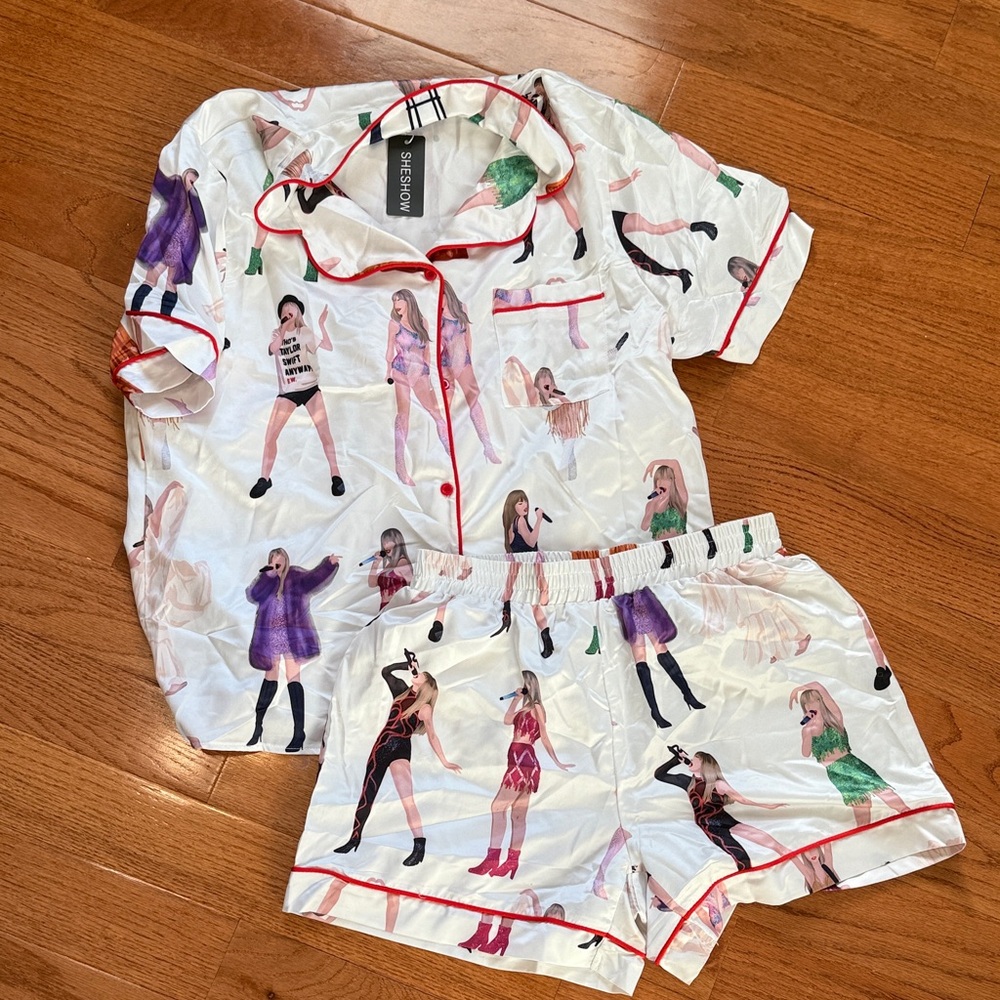 Sheshow White and Red Women's Pajama Set